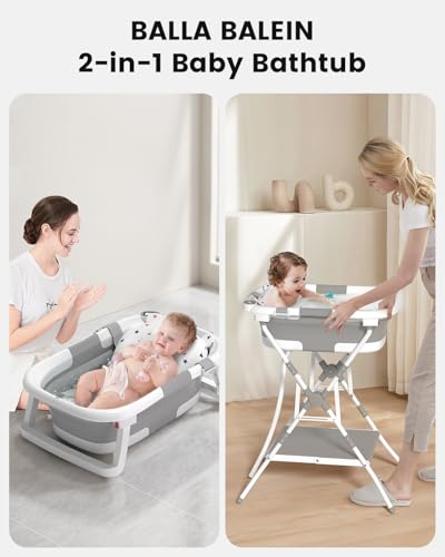 Collapsible Baby Bathtub with Stand and Soft Cushion