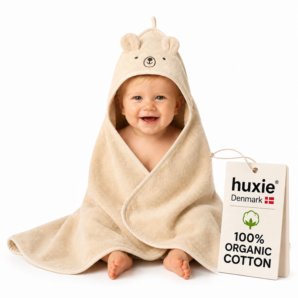 Organic Cotton Hooded Baby Bath Towel 32 x 32 Inch