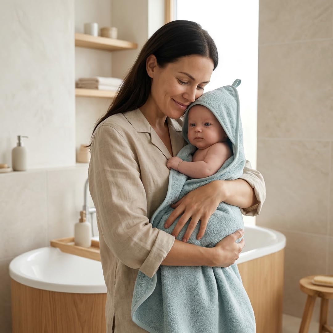 Organic Cotton Hooded Baby Bath Towel 32 x 32 Inch