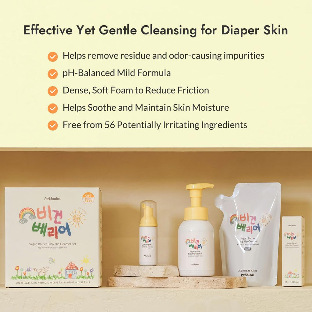 Baby Bottom Wash Set with Pump Travel Bottle and Refill Pouch