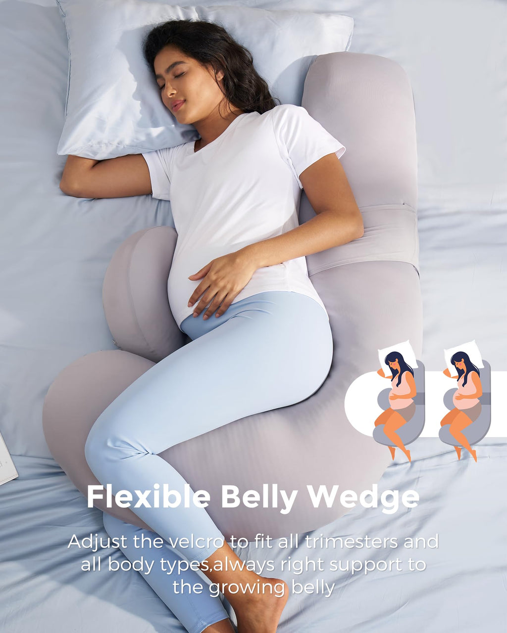 Adjustable F Shaped Pregnancy Pillow for Full Body Support