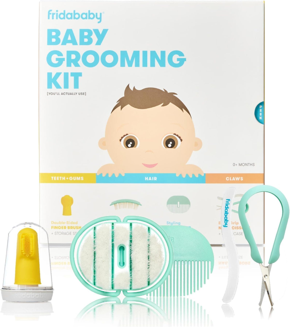 Baby Grooming Kit with Brush Comb Nail Scissors and File