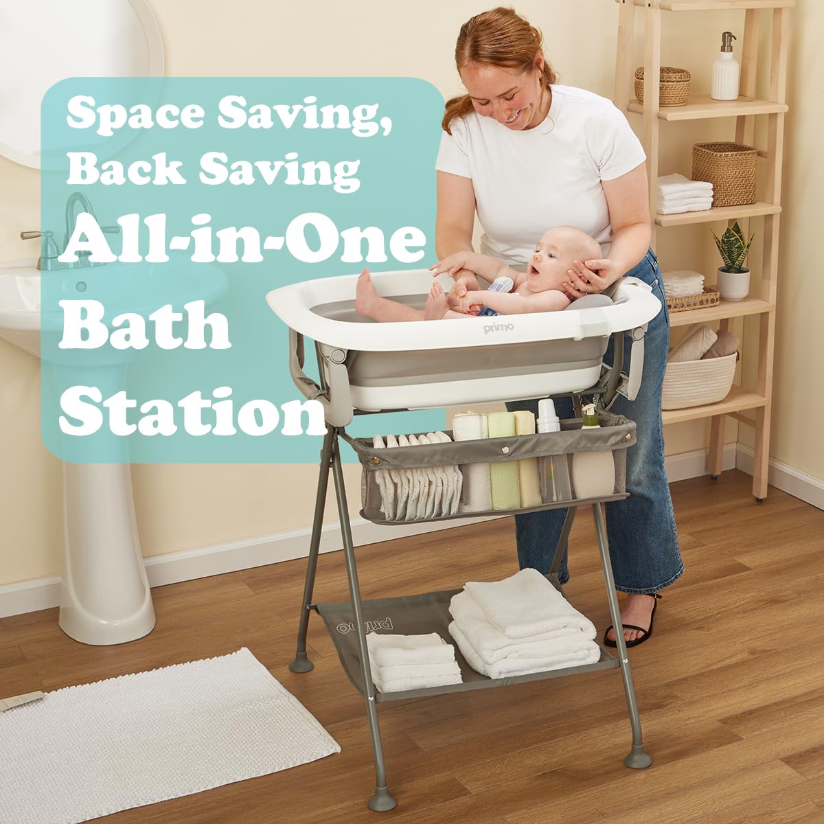 Collapsible Baby Bath with Stand and Infant Cushion