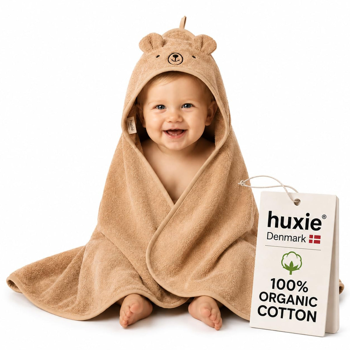 Organic Cotton Hooded Baby Bath Towel 32 x 32 Inch