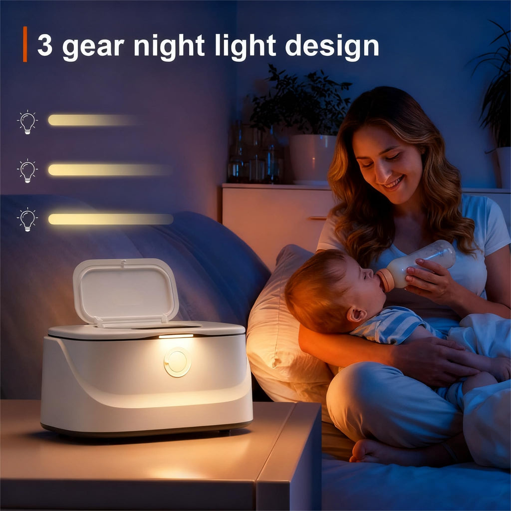 Baby Wipe Warmer with Night Light and Temperature Display