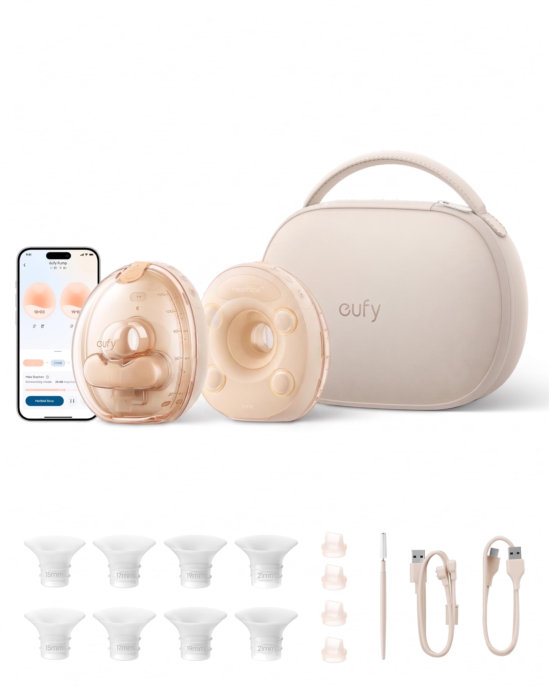 Heated Massage Wearable Breast Pump and Baby Bottle Washer Bundle