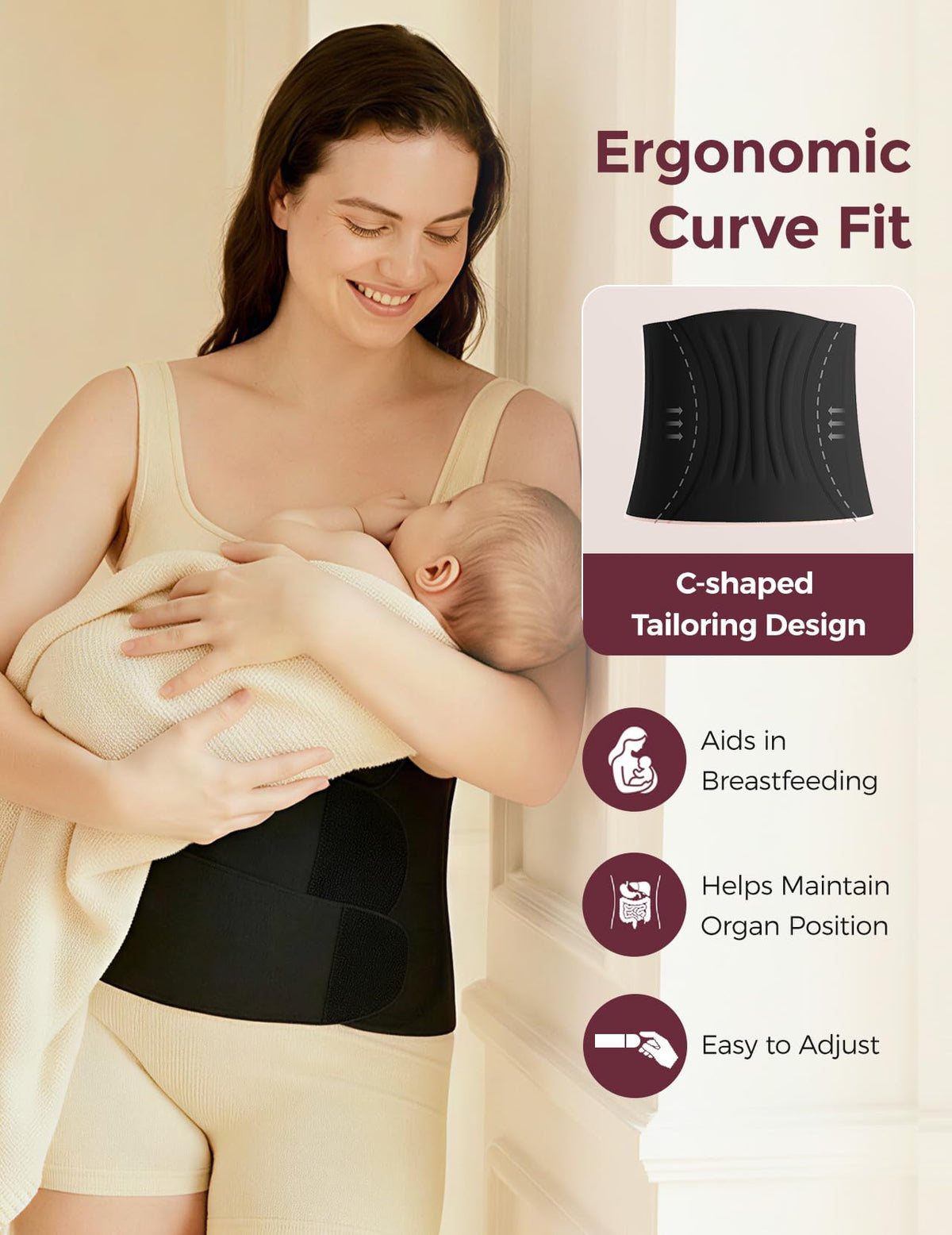 Postpartum Belly Band with Ergonomic Back Support
