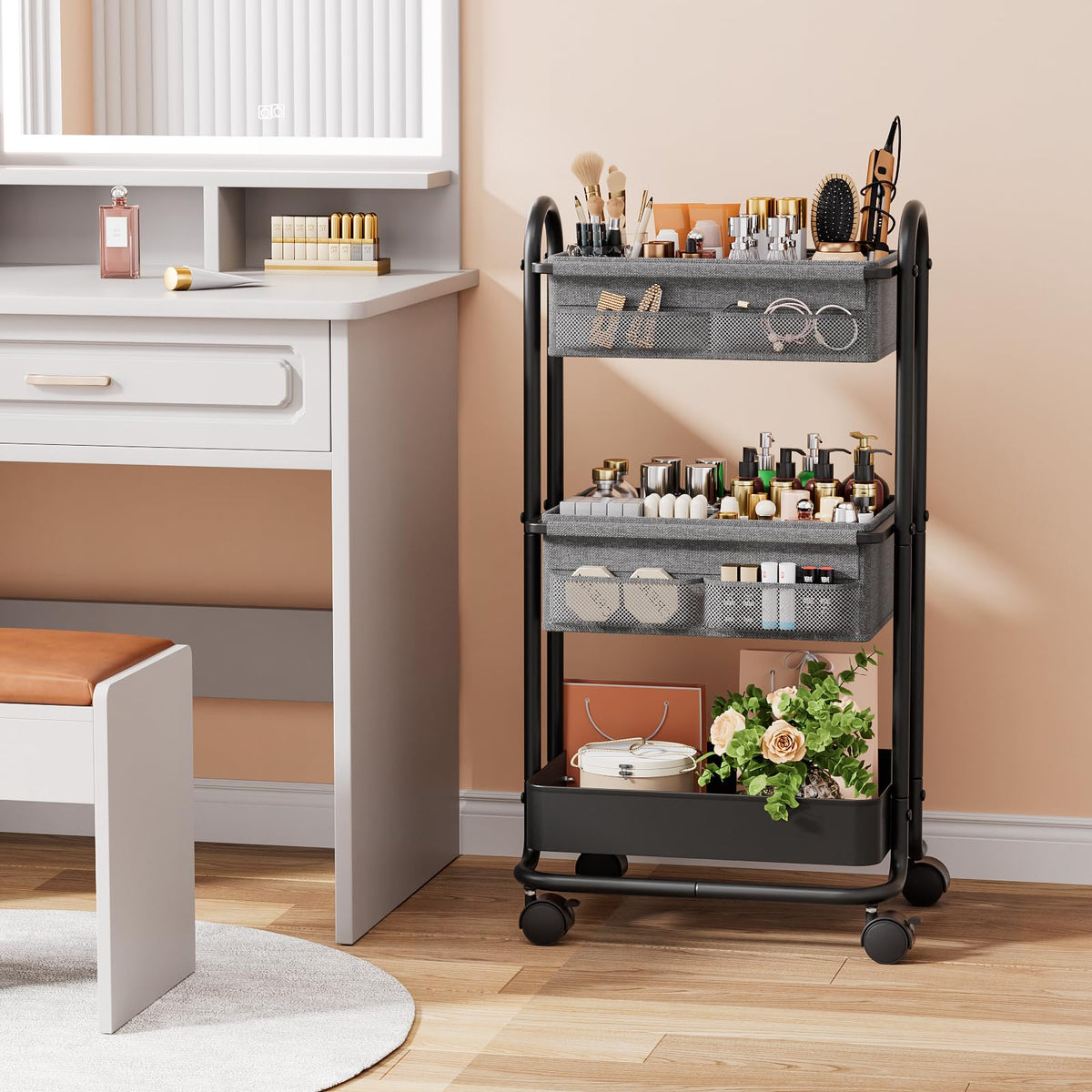 3 Tier Rolling Baby Diaper Caddy Organizer Cart