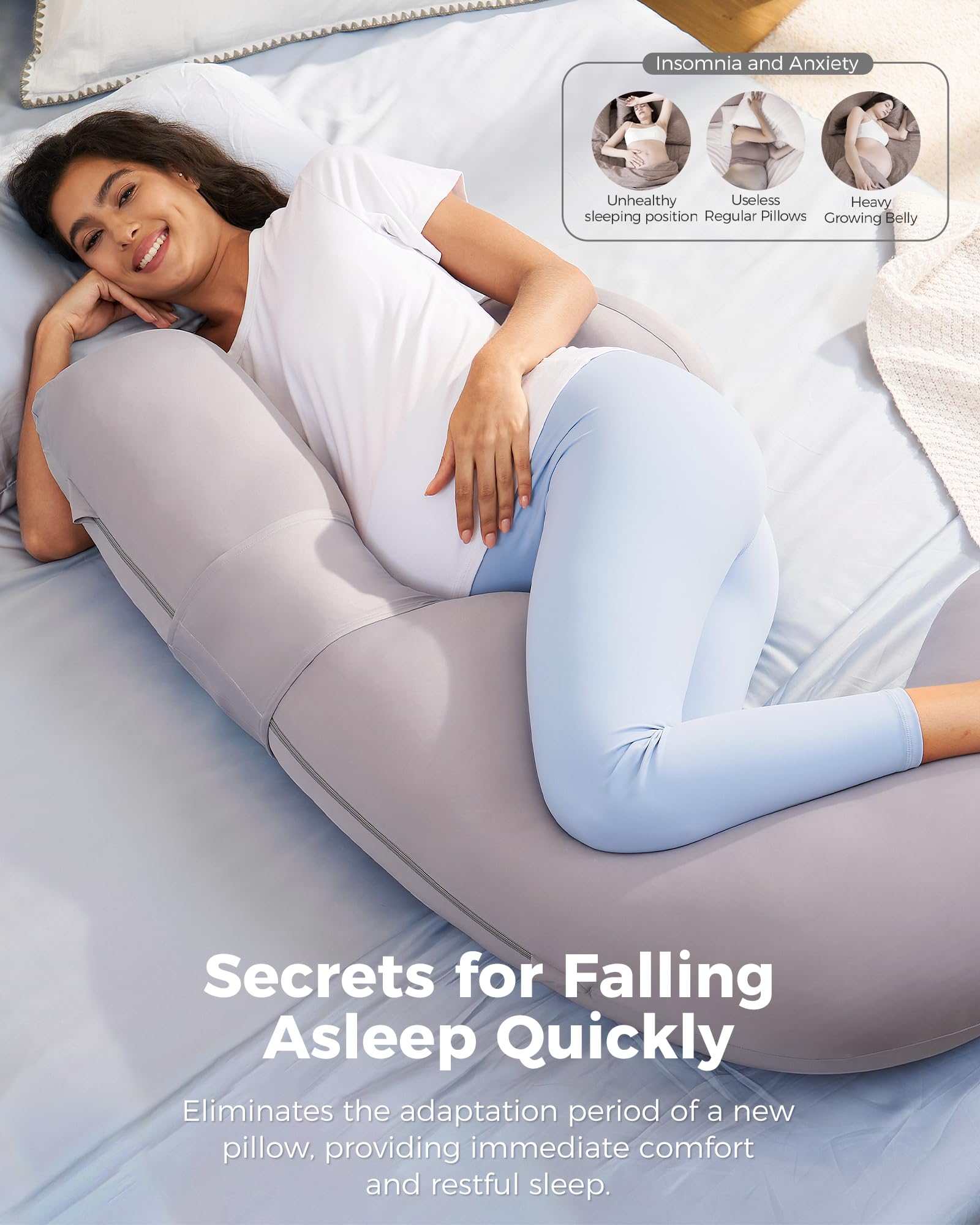 Adjustable F Shaped Pregnancy Pillow for Full Body Support