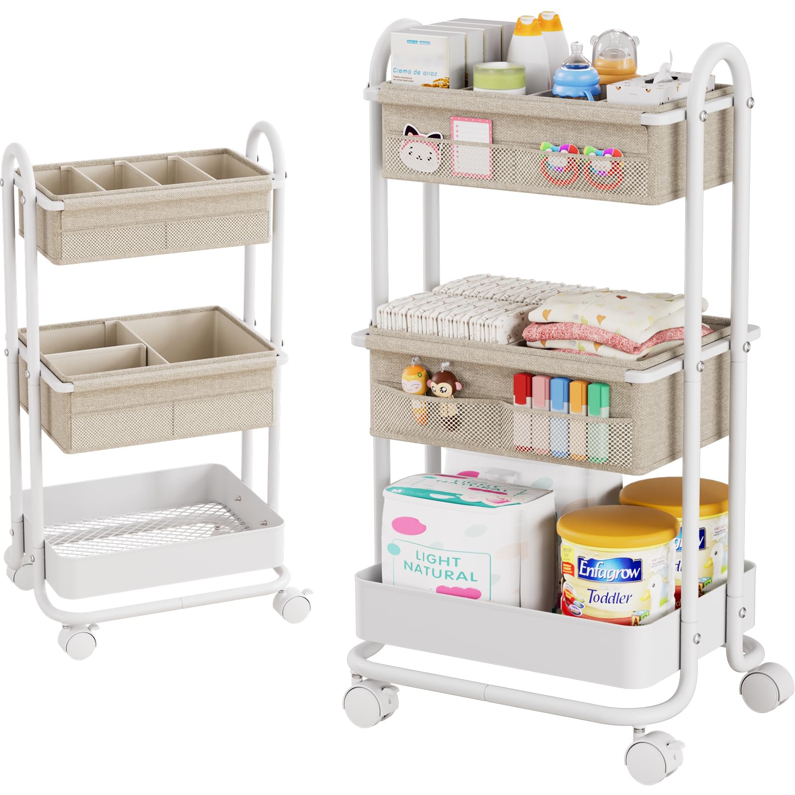 3 Tier Rolling Baby Diaper Caddy Organizer Cart