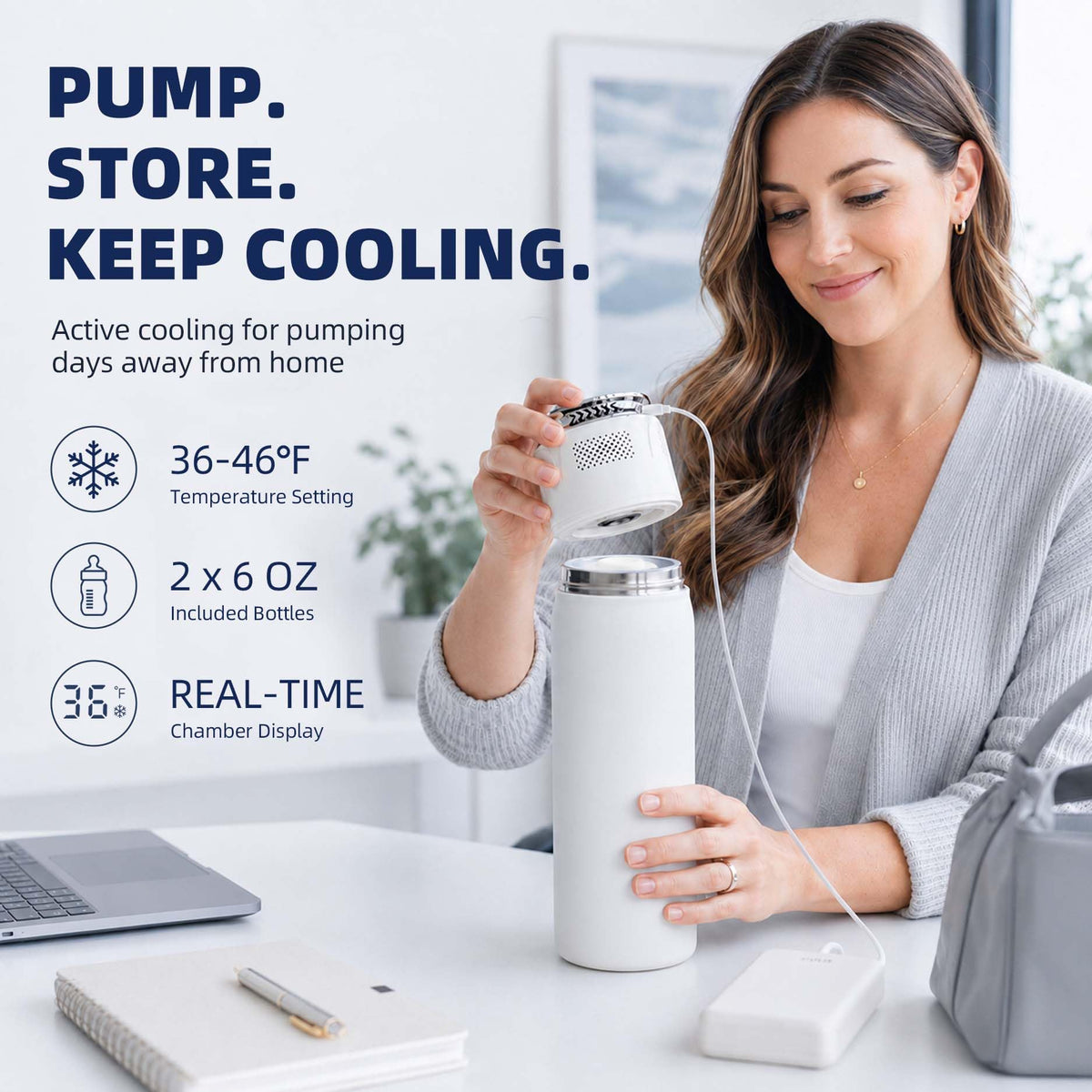 Portable Electric Breast Milk Cooler Bottle 12 oz