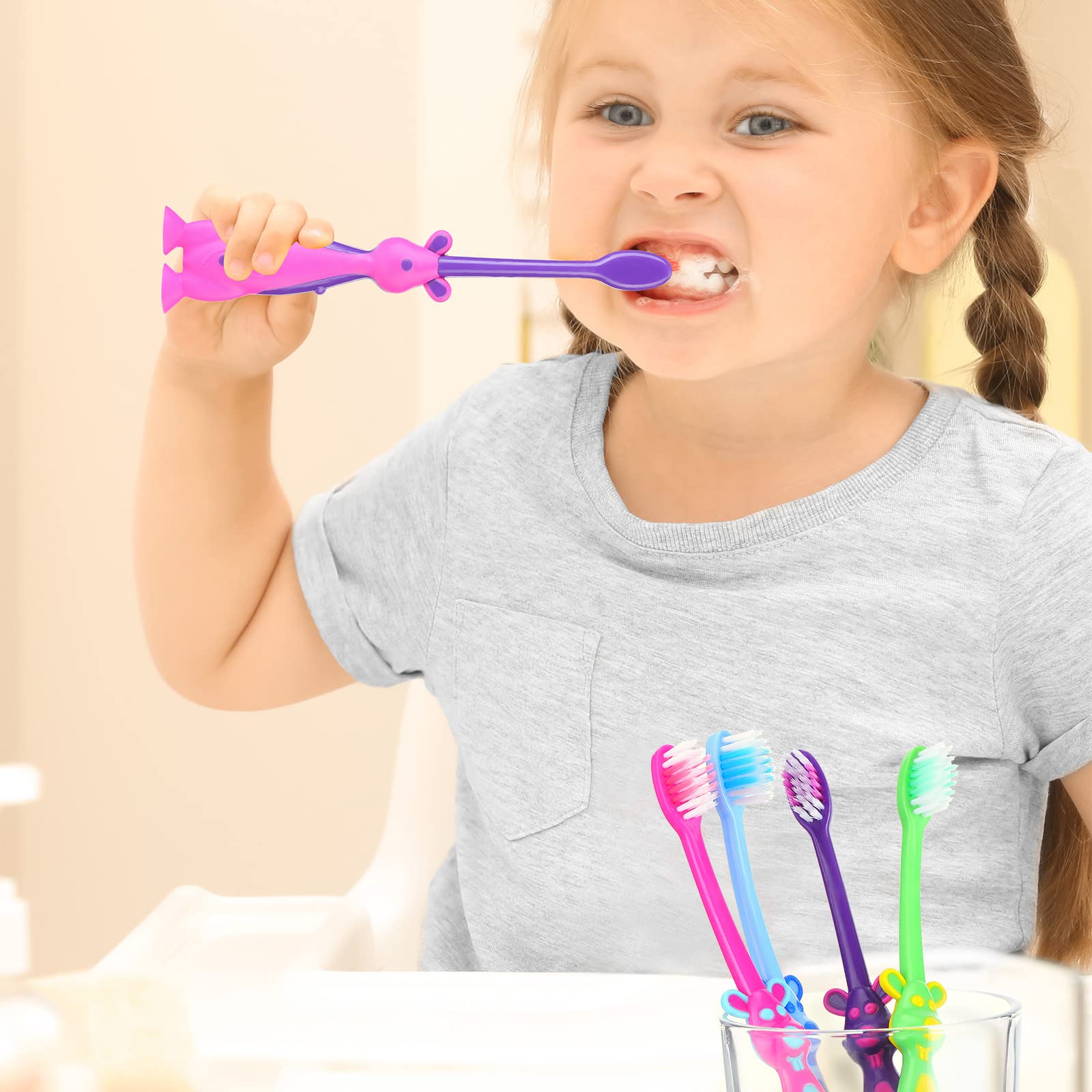 Soft Kids Toothbrushes with Protective Covers