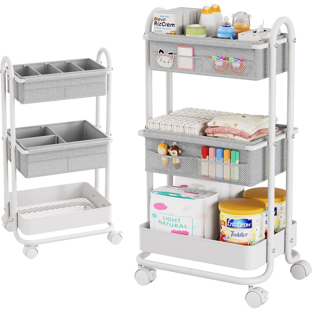 3 Tier Rolling Baby Diaper Caddy Organizer Cart