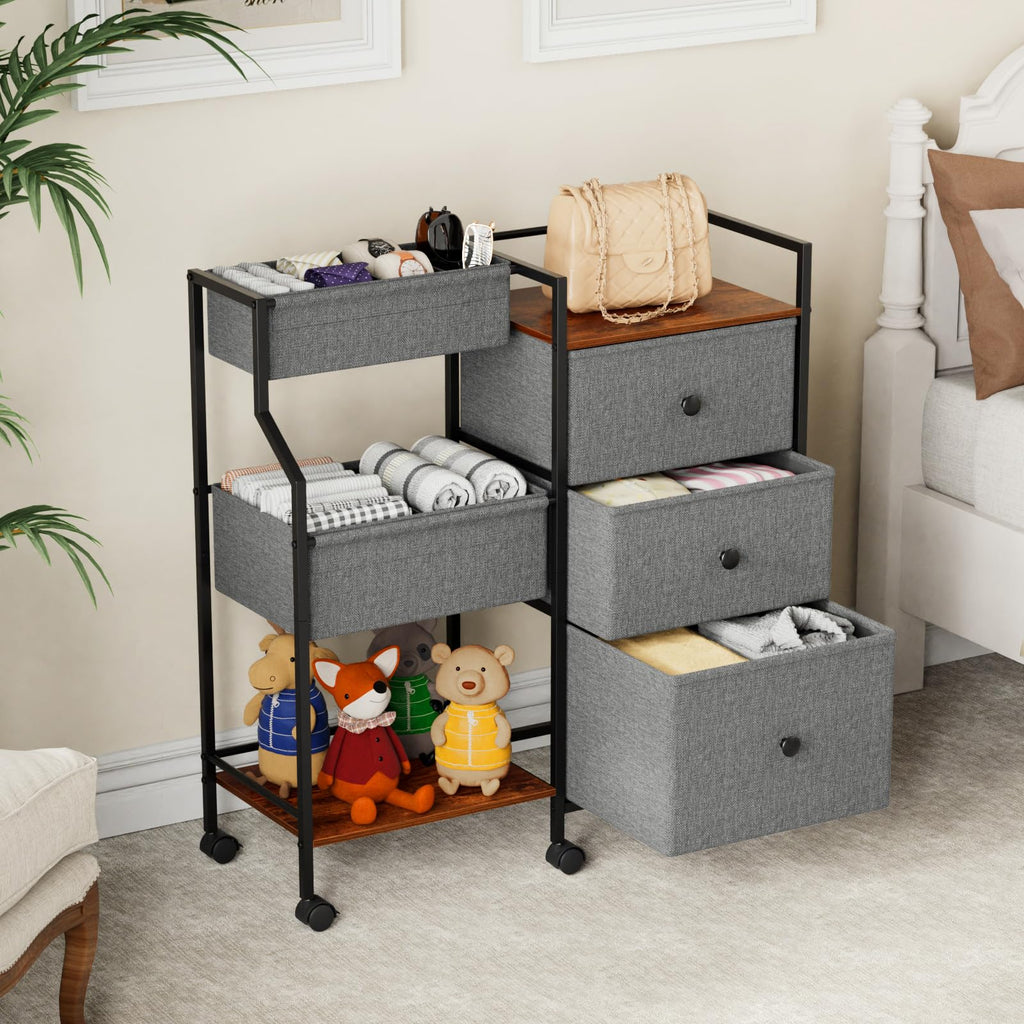 Rolling Baby Diaper Caddy Organizer Cart with Drawers