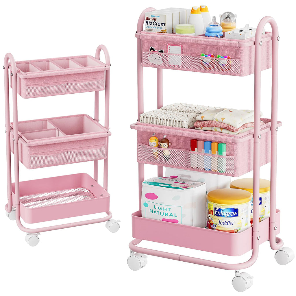 3 Tier Rolling Baby Diaper Caddy Organizer Cart
