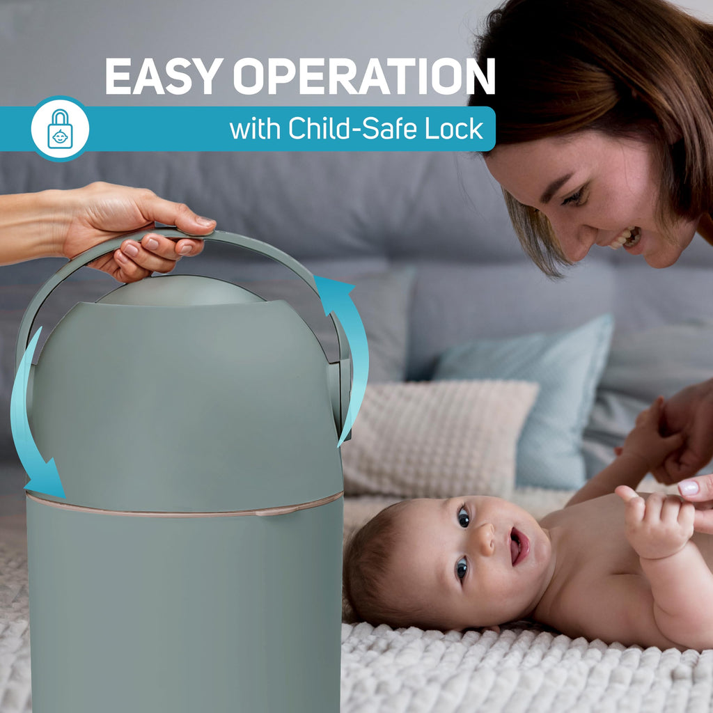 Odor Control Baby Diaper Pail with Child Safe Lock