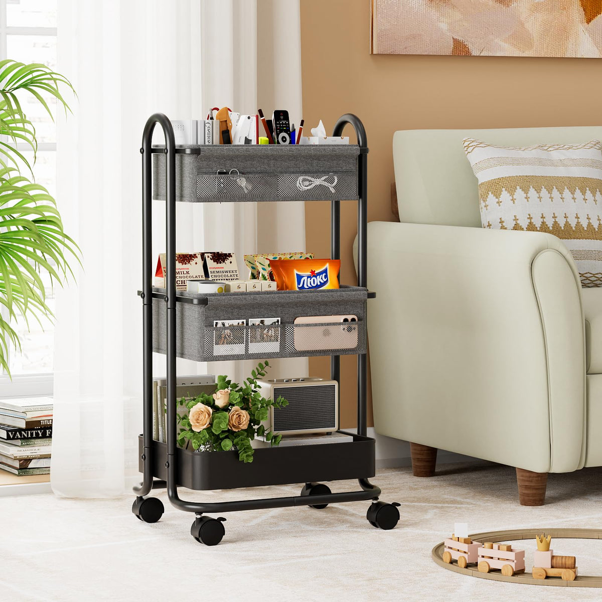 3 Tier Rolling Baby Diaper Caddy Organizer Cart