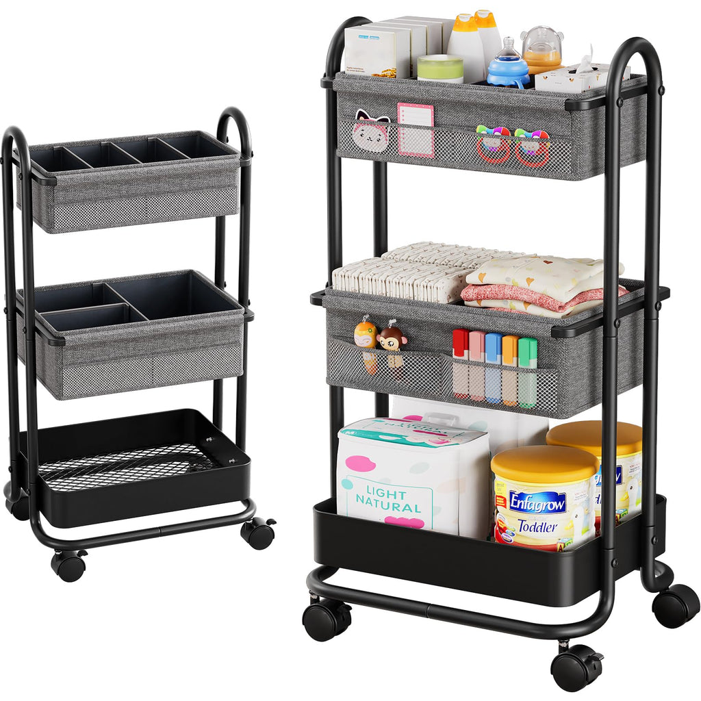 3 Tier Rolling Baby Diaper Caddy Organizer Cart