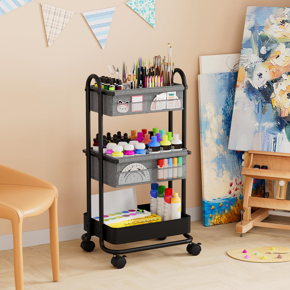 3 Tier Rolling Baby Diaper Caddy Organizer Cart