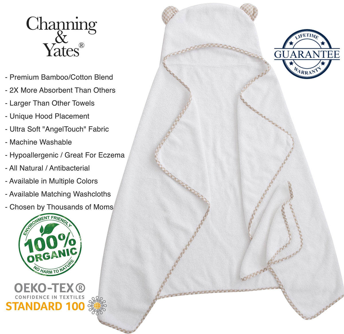 Organic Hooded Baby Towel and Washcloth Set