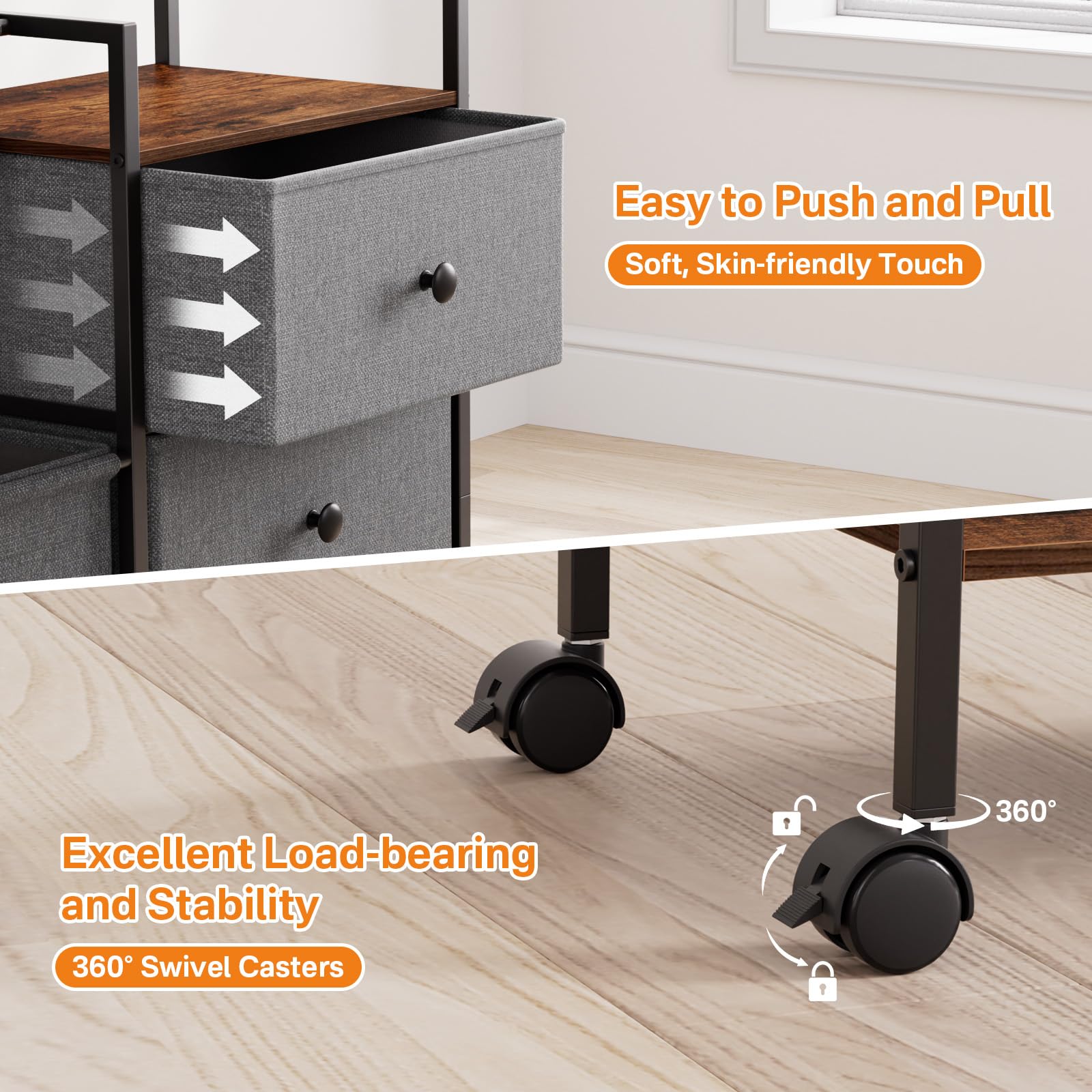Rolling Baby Diaper Caddy Organizer Cart with Drawers