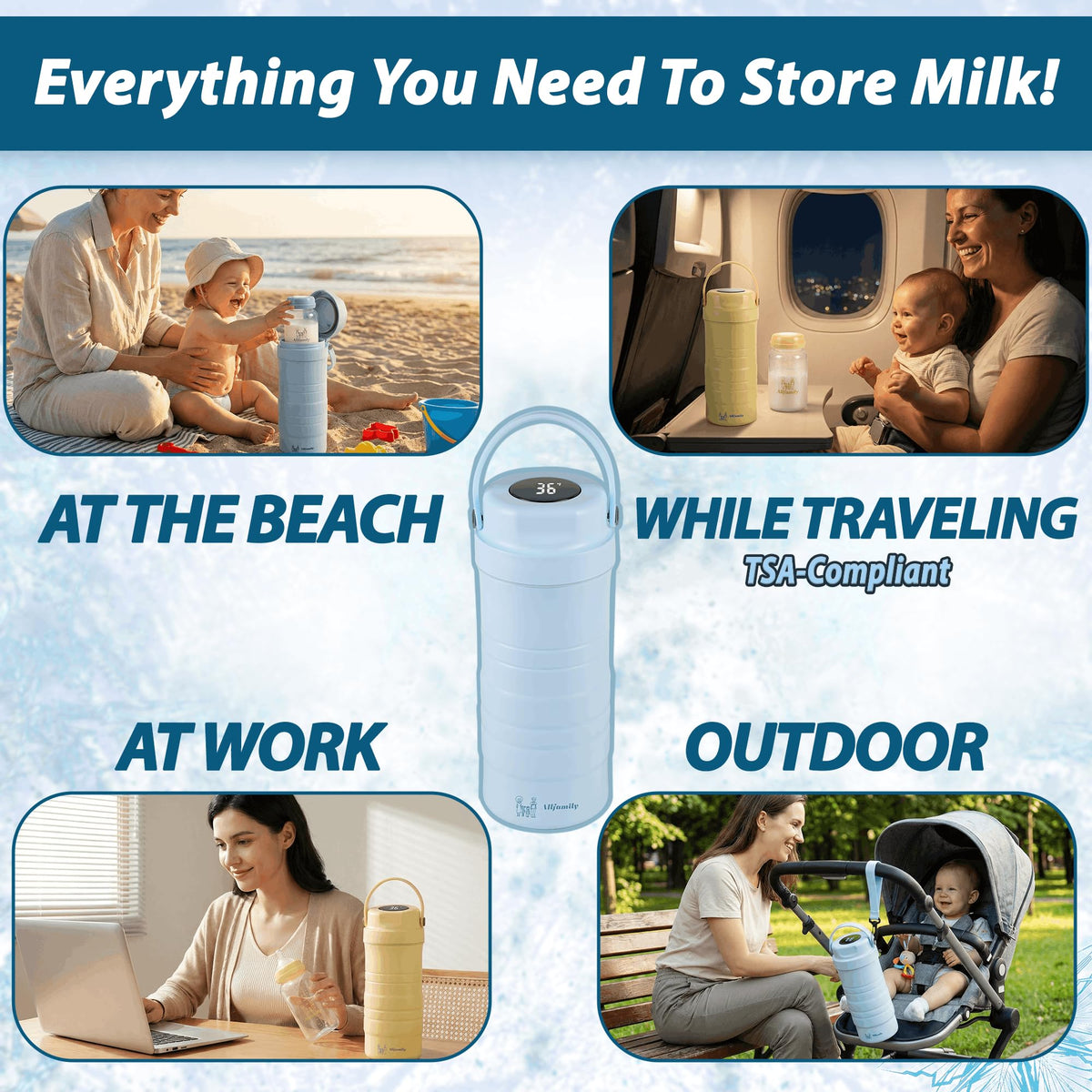 Portable Breast Milk Cooler Travel Bag with Ice Pack