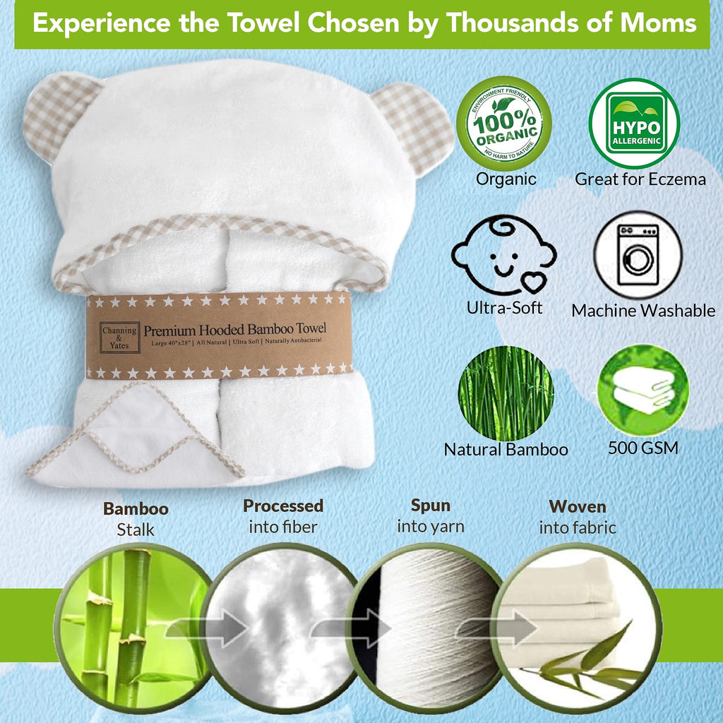 Organic Hooded Baby Towel and Washcloth Set