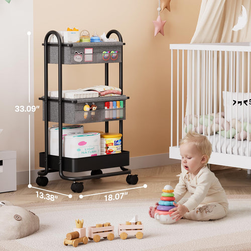 3 Tier Rolling Baby Diaper Caddy Organizer Cart